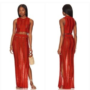 Superdown Tayla Maxi Skirt Set in Burnt Orange